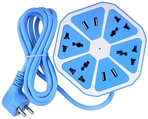 Electrical Hexagon 4 Socket Extension Board with 4 USB Port