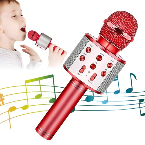 Wireless Singing Mic Multi-Function Bidirectional Bluetooth Karaoke Mike with Microphone Speaker for All Smart Phones iOS/Android, Wireless Microphone