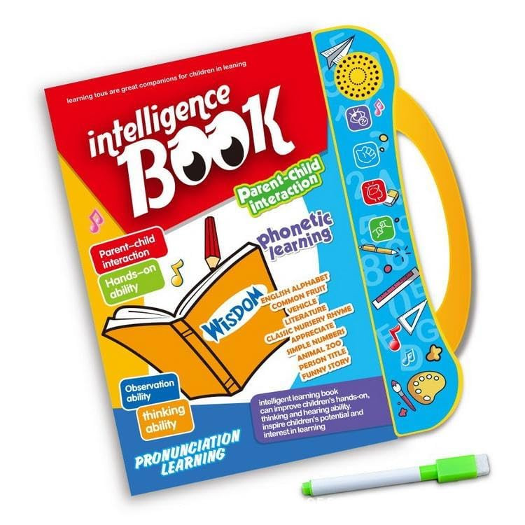 Intelligence Book for Kids, Interesting Preschool Learning Book, Kids English Reading Book with Sound & Music, English Letter and Word Learning Audio Book, Learning Book for Kid 3+ Years Old